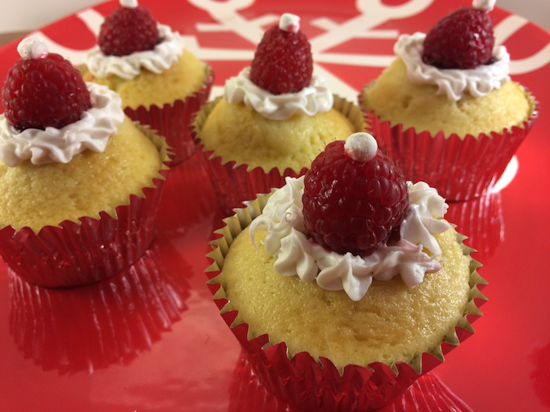 santa hat cupcake